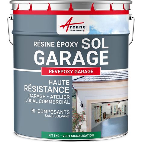 Arcane Industries – Peinture époxy pour sol de garage – Résistante aux graisses – 5 kg pour 16 m² en 2 couches – Vert signalisation RAL 6024