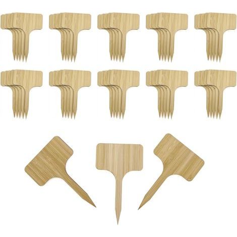 Packung mit 50 Bambus-Pflanzenetiketten für den Garten, robuste T-förmige Etiketten, 10 x 6 cm (1/5)