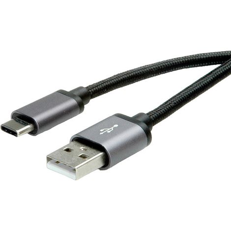 Roline USB-Kabel  USB 2.0 USB-C® Stecker, USB-A Stecker 3.00 m Schwarz Geschirmt 11.02.9029