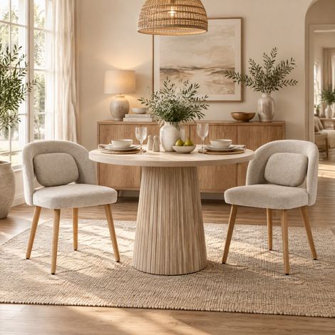 Ensemble de 2 chaises de salle à manger en bois, chaises rembourrées avec coussin (1/5)