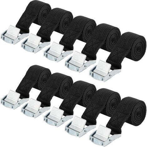 10x sangles d'arrimage 25mm x 1m avec boucle métallique, réglables