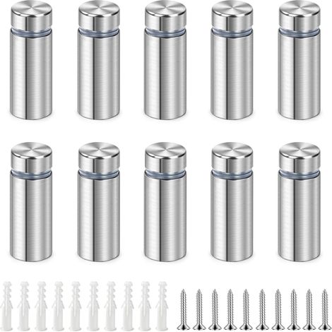 Entretoises de Verre 12 x 25 mm, Inox, Supports pour Panneaux, 10 Pièces (1/5)