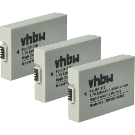 vhbw 3x Akku Ersatz für Canon BP-110 für Videokamera Camcorder (800 mAh, 3,7 V, Li-Ion) + Infochip (1/5)