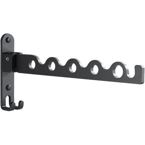 Schwarzer, klappbarer Wandwäscheständer aus Aluminium, schwarzer Wäscheständer für das Badezimmer (1/5)