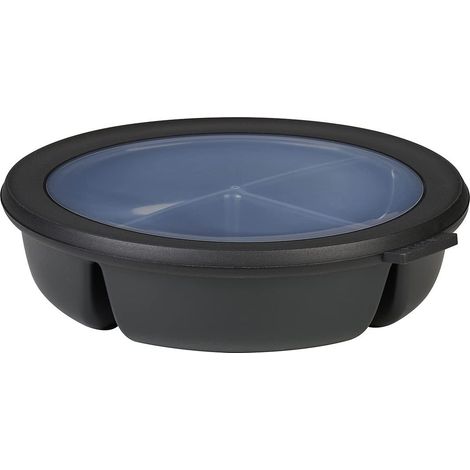 Mepal – Scodella bento bowl Cirqula – Contenitore bento box per frigo, freezer e microonde – 3 scomparti per separare gli alimenti – Contenitore per la preparazione dei pasti – Nordic black (1/5)