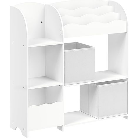 SONGMICS Scaffale per Giocattoli, Libreria per Bambini, Mobile Cameretta con 2 Ceste Portagiochi, Stanza dei Giochi, Soggiorno, Bianco Nuvola GKR042W01 (1/5)