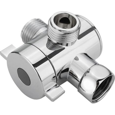 Voies Soupape,G1/2in Inverseur de Douche à Trois Voies avec Valve d'arrêt,Valve Adaptateur en Forme de T,Adaptateur Douche Accessoire pour Pomme (1/5)