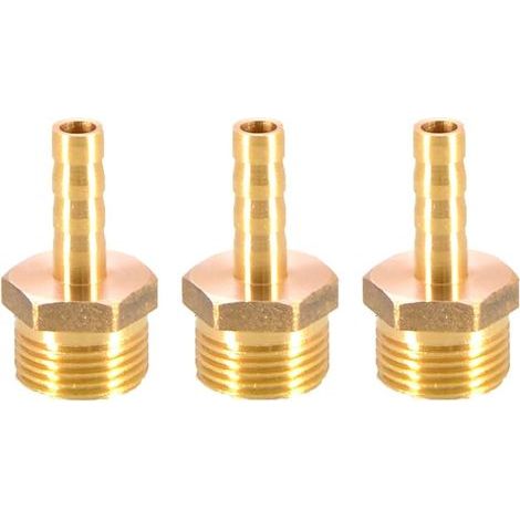 Set aus 3 Messing-Schlauchverschraubungen mit Widerhaken, Kupplungsverbinder, 6 mm auf 3/8" & 34 Außengewinde BSP, Schlauchnippel, Schlauchadapter (1/5)