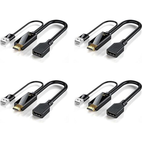 Câble adaptateur HDMI mâle vers DisplayPort femelle (4x), câble adaptateur HDMI vers DP compatible 4K à 60 Hz (1/5)