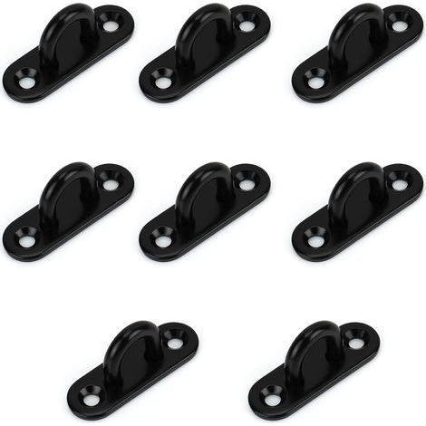 CCYKXA (Pack of 8) M5 Stainless Steel Eyelet Plate - Oblong U-Shaped Metal Hook Wall and Ceiling Mounting 50 x 15 mm - 40 kg Capacity Fixing Hook for Suspensions