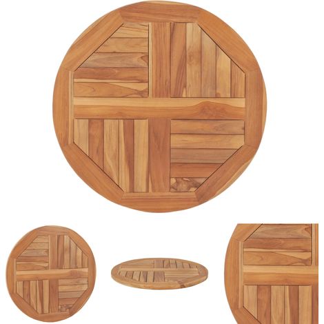 The Living Store -  Tischplatte Massivholz Teak Rund 2,5 cm 60 cm (1/5)
