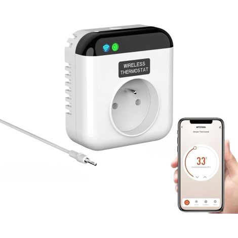 Prise Thermostat Chauffage Prise Thermostat avec sonde Thermostat connecté Compatible avec Smart Life APP Télécommande avec Chauffage Refroidissement Mode (1/5)