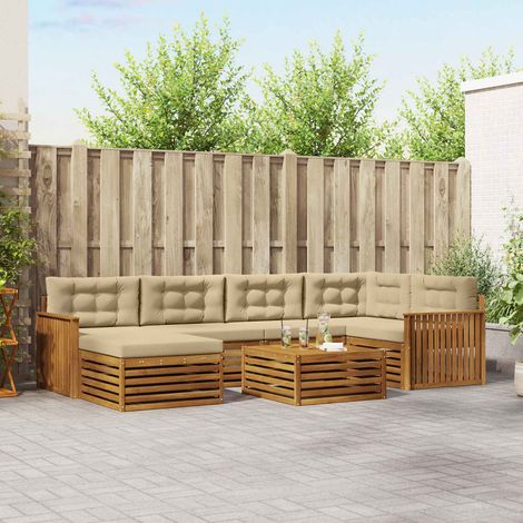 vidaXL Outdoor-Sofagarnitur mit Kissen 7 pcs Natur und Beige (1/5)