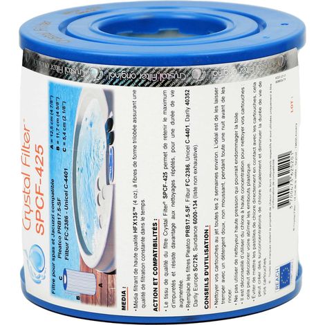 Filtre spa Crystal Filter® SPCF-425 Compatible Pleatco PRB17.5SF PR - Unicel C-4401 - Darlly 40352 (1/5)