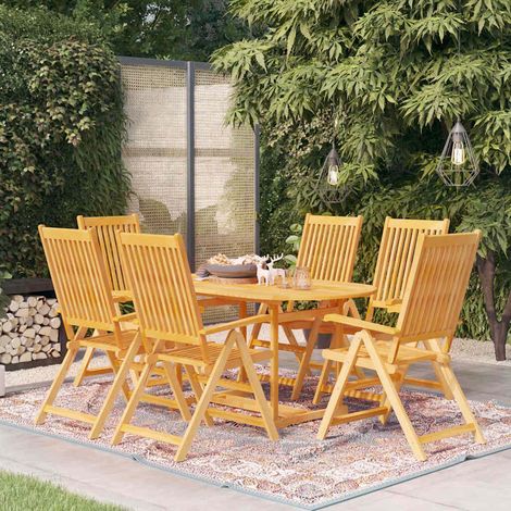 Salon de jardin 7 pcs Ensemble Table et Chaise de Jardin - Bois de teck massif BV619639 - BonneVie (1/5)
