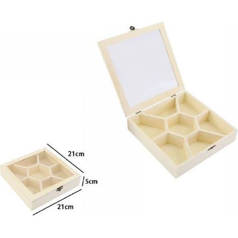 TrAdE Shop Traesio - Scatola Portagioie In Legno Con Bacheca 7 Posti Scomparti Vetrina 74028a Ly-1417 -