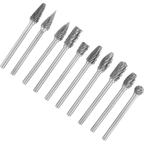 Set mit 10 Hartmetall-Rotationsfräsern für Holzbearbeitung, Bohren und Schnitzen, 3 mm (1/5)