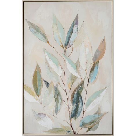 Willow Light Hand-Painted Canvas Wall Art in Wooden Frame - L3 x W82 x H122 cm - White