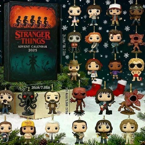 Calendrier de l'Avent Stranger Things 2025. décorations en acrylique. boîte de compte à rebours de Noël