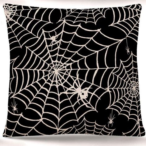 Set mit 4 Halloween-Kissenbezügen, lustiger Kürbiskopf, Kissenbezug mit Cartoon-Anime-Hausmotiv (45x45cm)