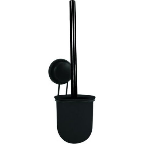 Brosse Wc avec support mural Acier Mega ventouse Noir MSV (1/4)