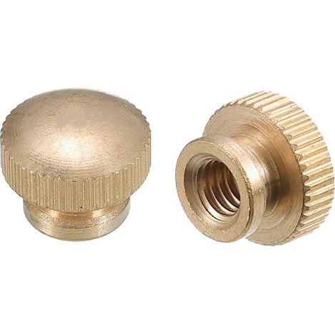 Moleté Pouce Écrous, 5pcs M6 x D14mm x H11mm Laiton Moleté Écrou avec Col Haut Tête Aveugle Trou Moleté Pouce Écrous pour 3D Imprimante Pièces (1/5)