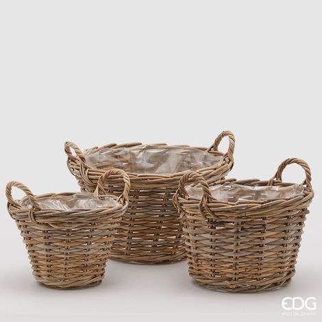 EDG Vaso cesto Rattan Rotondo Svasato Light Grey H 22 (1/3)