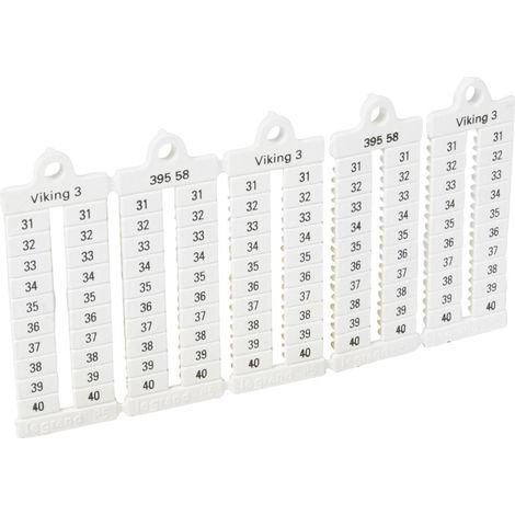 100 repères à lecture verticale pour bloc de jonction viking 3 pas 5mm avec chiffres 31 à 40 LEGRAND 039558 (1/2)