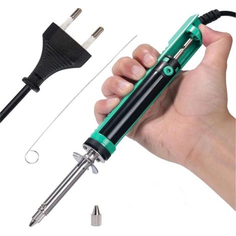 Fer à dessouder électrique à dépression Pompe a dessouder avec poignée de chargement plus courte et buses de dessoudage 1.0mm 1.2mm pour le dessoudage de trous traversants. (1/5)
