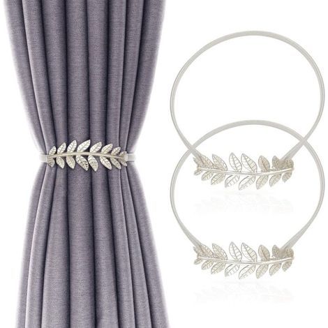 Ensemble de 2 pinces à rideaux, pinces à rideaux en métal, accessoires pour rideaux, boucles de rideaux (argent) (1/5)