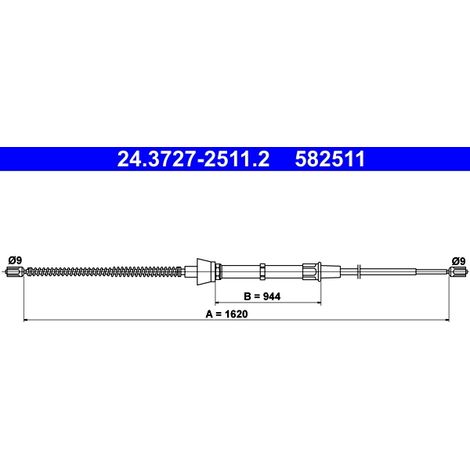 Tirette à câble, frein de stationnement ATE 24.3727-2511.2 SKODA 1J0 609 721 BA