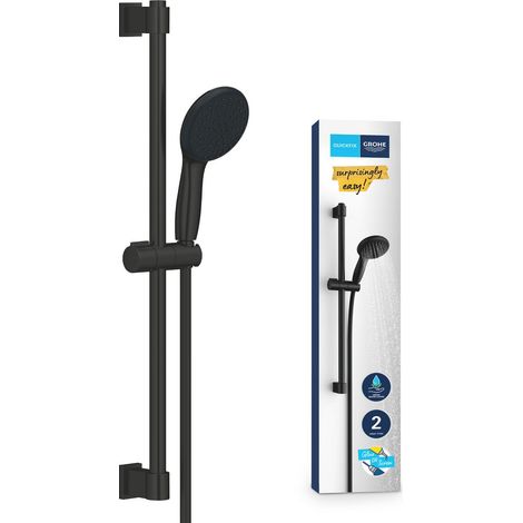 Grohe Vitalio Start - Brausegarnitur: Handbrause, Stange und Schlauch, 2 Strahlarten, schwarz matt 279482431