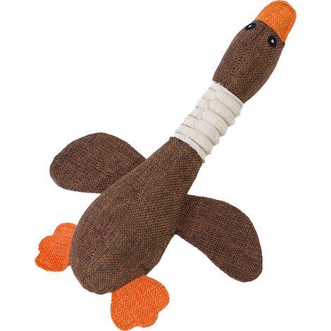Peluche pour chien en forme d'oies sauvages, en lin doux, jouet à mâcher couineur pour chien et chat, pour le nettoyage des dents et le bien-être gustatif. Parfum café. (1/5)