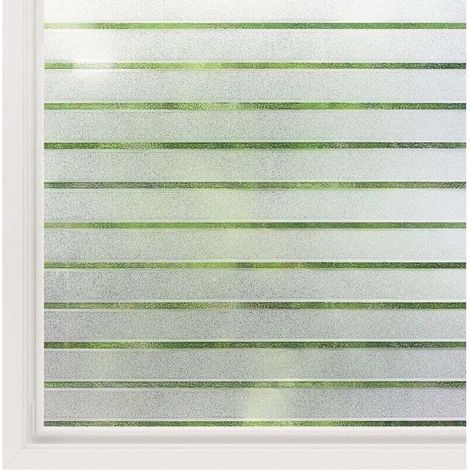 Film Fenetre Electrostatique Motif à Rayure Horizontal Film Opaque pour Vitre Autocollant Dépoli Statique Non Adhésif Protection Vitre Brise Vue Cuisine Maison Salle de Bain 45x100CM (1/5)