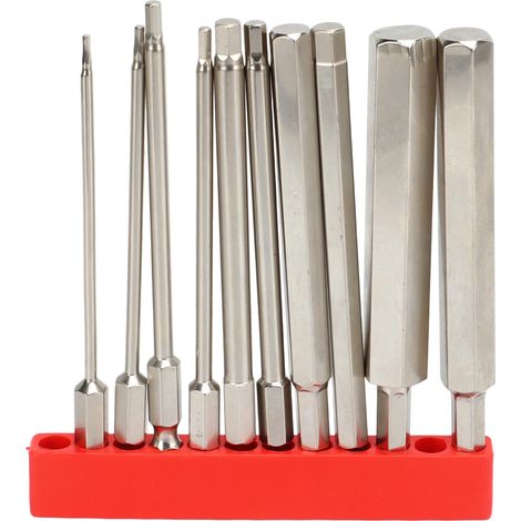 Jeu de 10 Douilles Hexagonales S2 1/4" 1,5-12mm Aimantées Acier Trempé Anti-Rouille pour Perceuse Visseuse Bricolage (1/5)