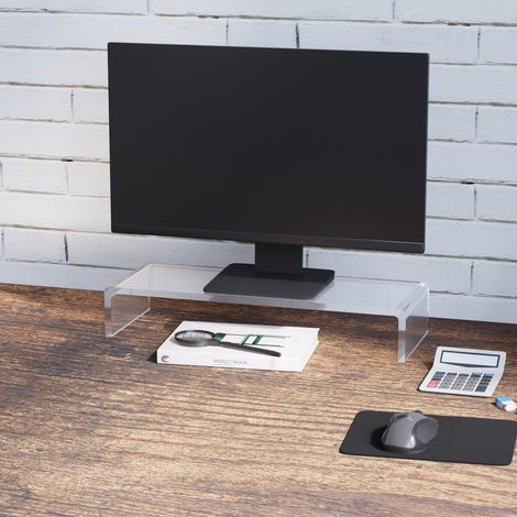 Support écran ergonomique en acrylique 53 x 19 x 9 cm pour ordinateur portable et pc de bureau (1/5)