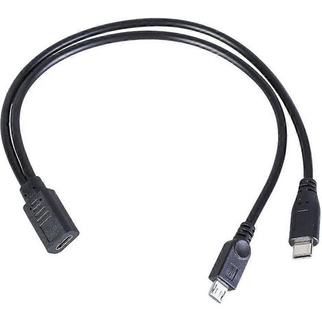 Câble répartiteur USB-C femelle vers mâle et câble d'extension en Y MicroUSB