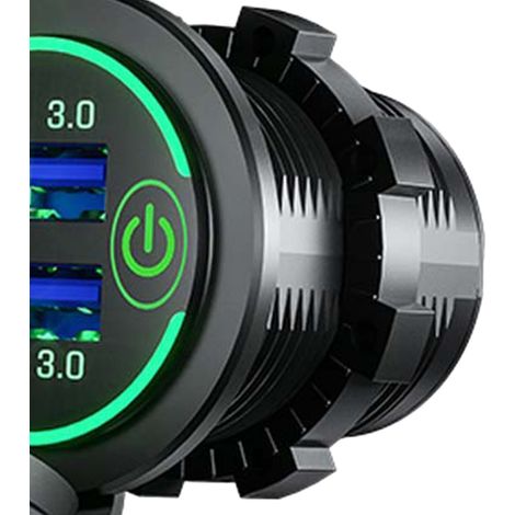 QC3.0 Multiport-USB-Autoladegerät mit Schnellladefunktion und Zigarettenanzünderadapter für Wohnmobile, Boote und Motorräder (grüne Kontrollleuchte) (1/5)