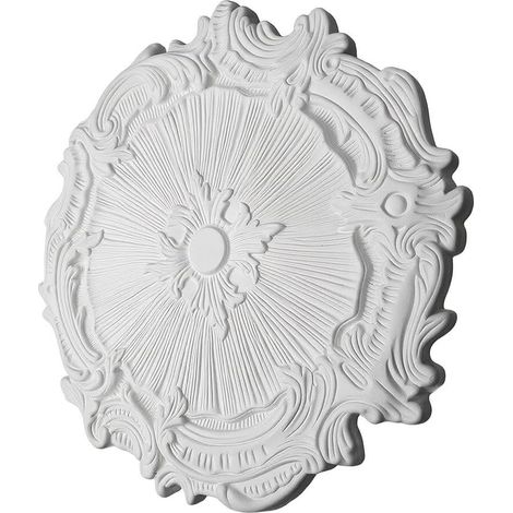 Médaillon de plafond de style victorien orné de 43 cm - Motif floral - Plaque de couverture en polyuréthane pour lustre de base de ventilateur - Rénovation européenne (1/5)