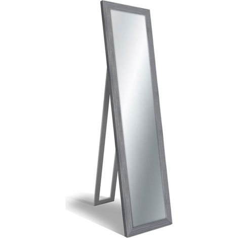 Lupia - Specchio da Terra Moderno BOSTON SHABBY GREY FLOOR MIRROR 40x156 cm, Cornice in Legno Ecologico, Specchio Vetro Cristallo, Regolabile con Cavalletto o da Parete, Vetro, Made in Italy (1/4)