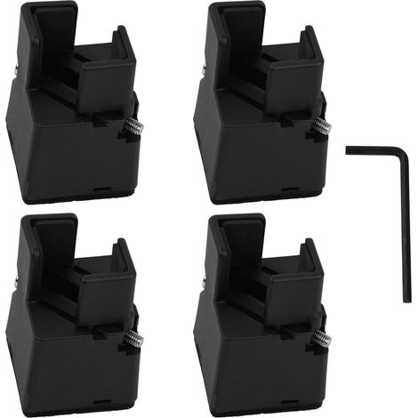 Rehausseurs de Meubles Réglables 5 cm avec Pince à Vis, 2 Pouces Rehausseur Pieds de Lit, 4 Pcs Rehausseur Meuble Robuste pour Pieds de Chaise Table Canapé Bureau de 0.8 à 1.6 Pouces, Noir (1/4)