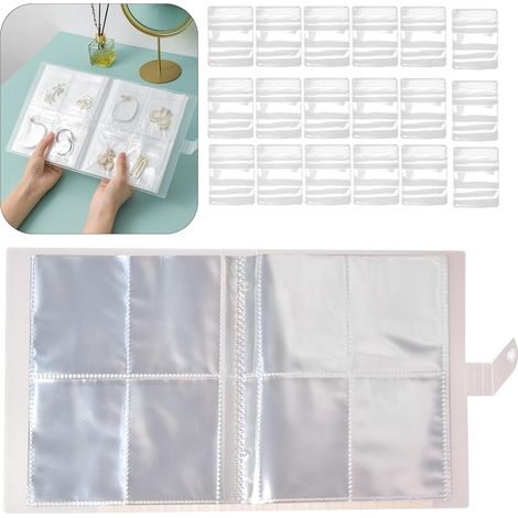 Libro organizer portatile per gioielli con 160 scomparti e 60 sacchetti trasparenti, organizer per gioielli, libro portaoggetti trasparente per gioielli, ideale per i viaggi, antiossidante, per anelli (1/5)