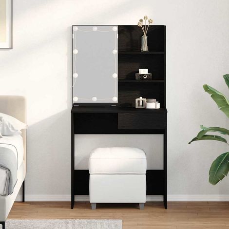 Schminktisch mit Regal Schwarz Eichen-Optik 74.5 x 40 x 141 cm