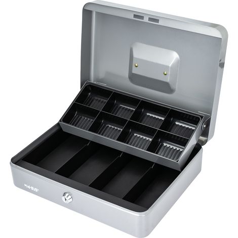HMF 15130 Geldkassette Marktkassette, 30 x 24 x 9 cm silber (1/5)