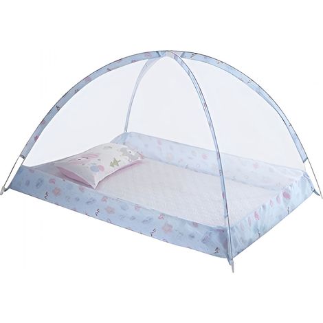 Filet De Sécurité Bébé - Moustiquaire Avec Fermeture éclair - Protection Chute Pour Lit D'enfant - Maille Fine 0.5mm - Bleu 90x120cm (1/5)