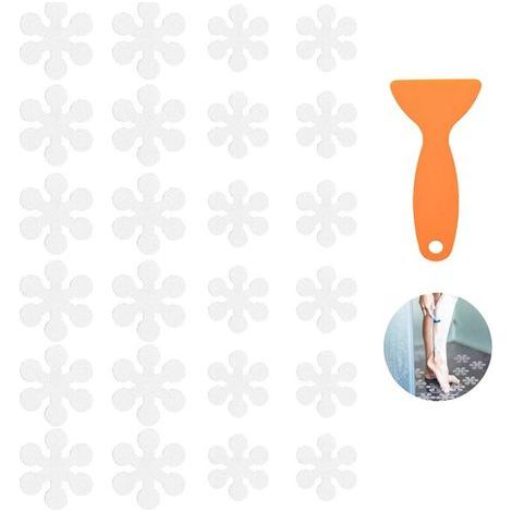 24 Pièces Autocollants Antidérapants Fleur, Autocollants Antidérapants Transparente, Autocollants Antidérapants Ronds, pour SallesBain, Baignoires, Escaliers, Piscines (8cm, 12cm, avec Grattoir Blocs) (1/3)