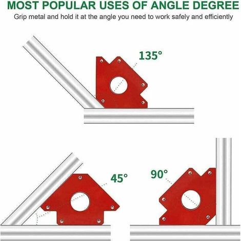 Aimants de soudage - Angle de soudage magnétique - Équerre de montage pour soudures à 45°, 90° et 135° - Support magnétique - Aide à la soudure et au marquage.  (4 pièces)-Crezuo