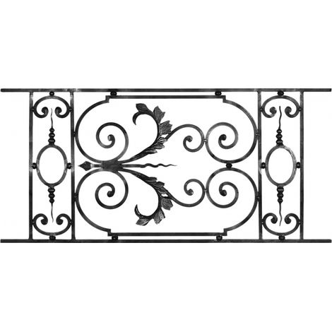 Deco Fer Forge – Panneau décoratif fer forgé 500mm x 1060mm – Décors volutes et feuilles – Pour garde corps – Section carré 12mm