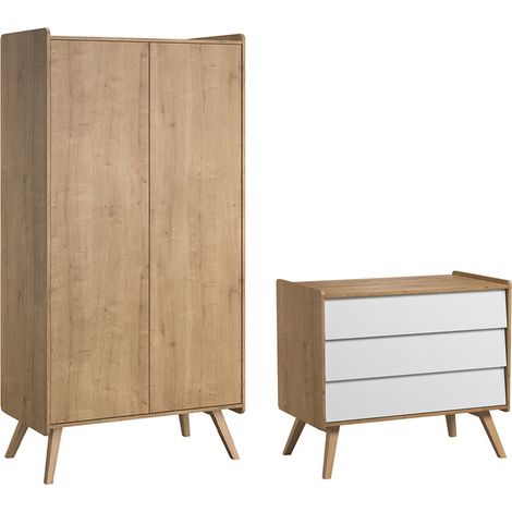 Kommode mit 3 Schubladen und 2-türigem Schrank Vox Vintage Holz Weiß (1/5)