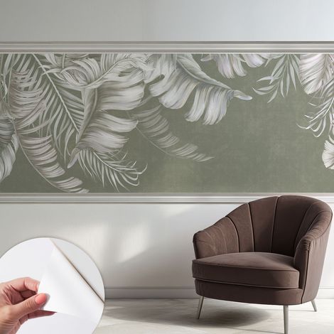 Carta da parati adesiva - lavabile - decorazione murale - per cucina - pellicola decorativa Foglie delicate 250x104 cm (1/5)
